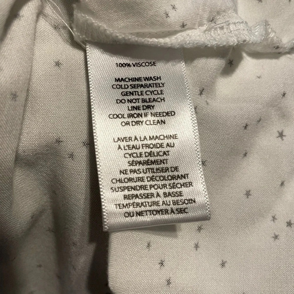 Beachlunchlounge White with Black Stars Long Sleeve Button Down Shirt Si… - Picture 8 of 9